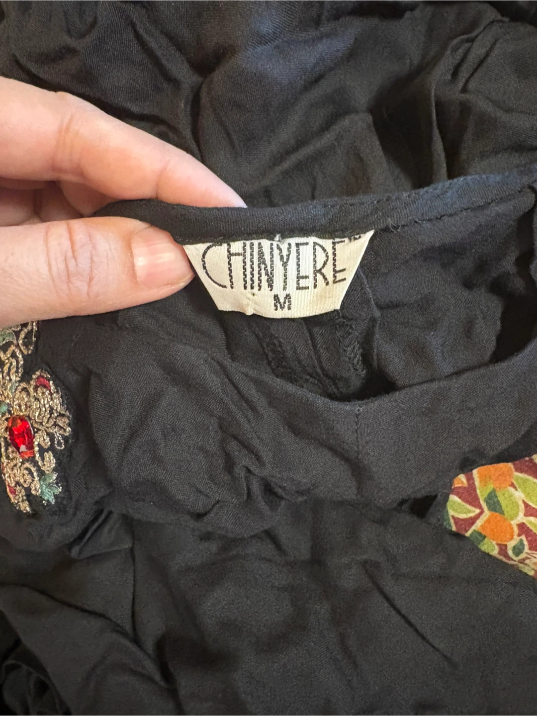Chinyere Black Embroidered Dress - Size M - photo 4