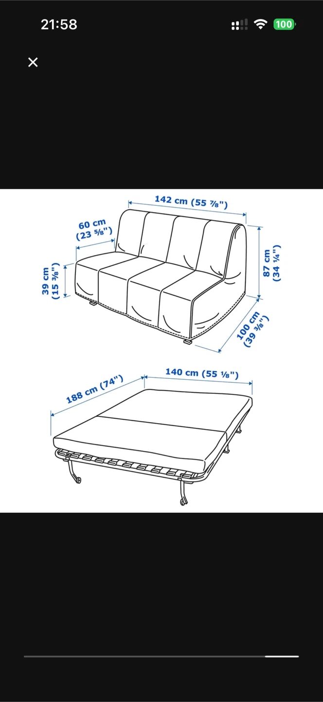 Ikea Lycksele Lovas Sofa Bed - Grey - photo 2