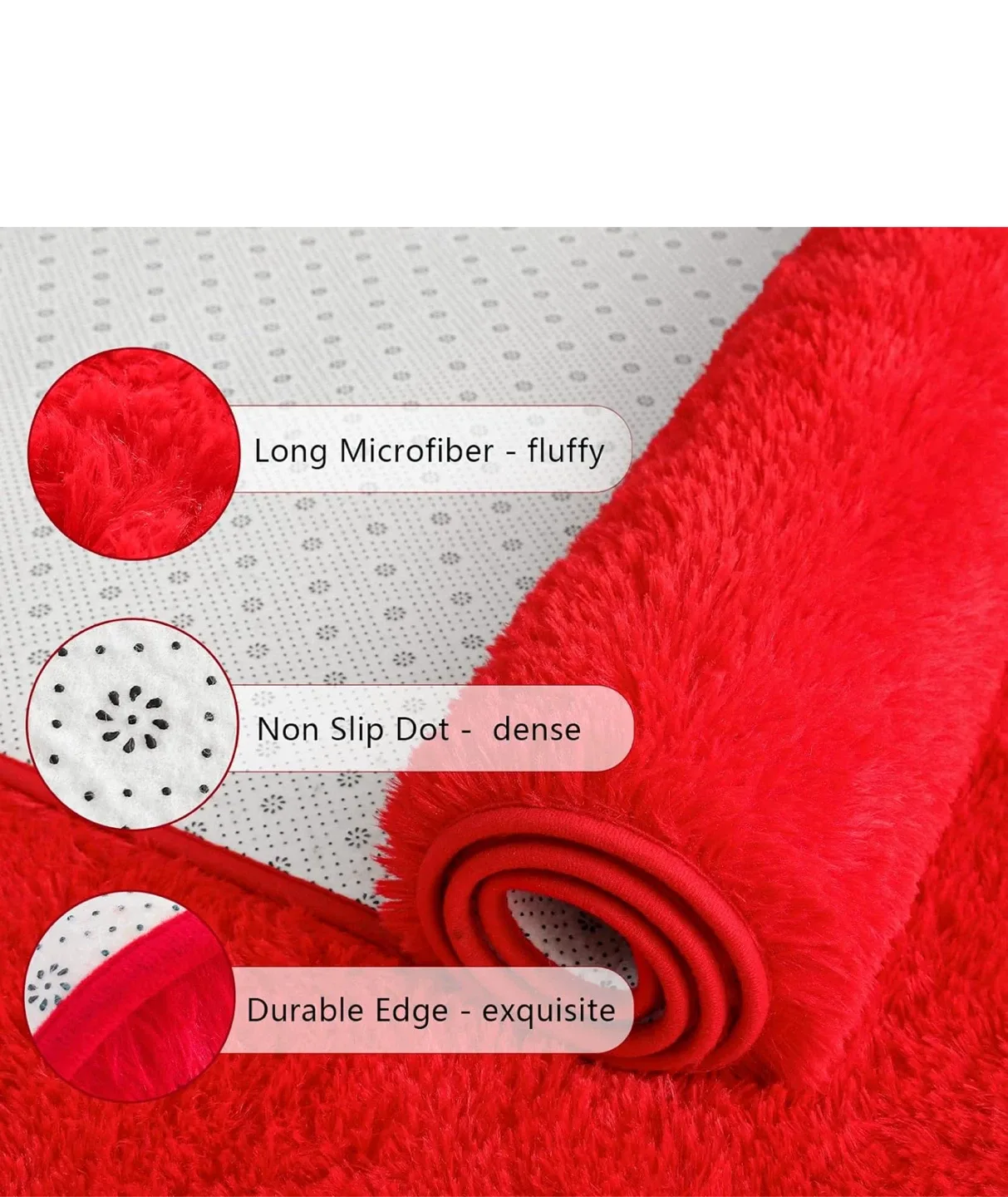 Red Fluffy Microfiber Area Rug image indicator(3)
