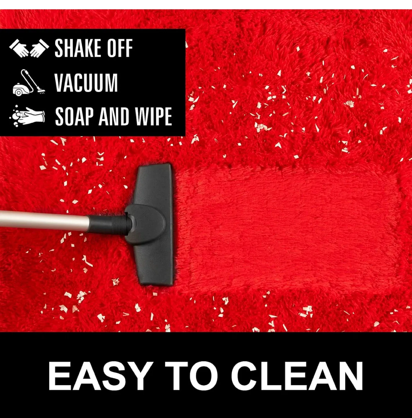 Red Fluffy Microfiber Area Rug image indicator(5)