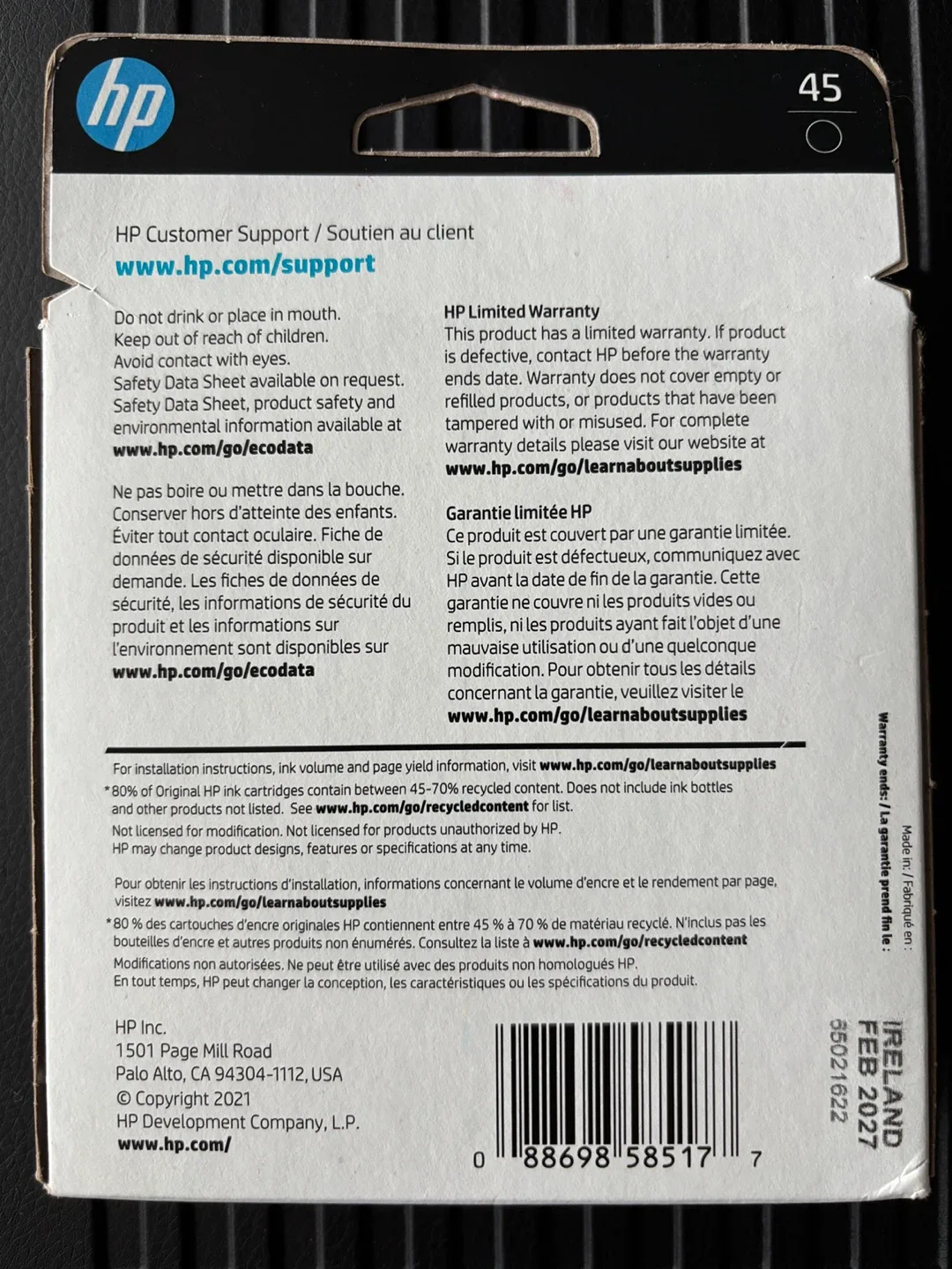 HP 45 Black Ink Cartridge - New image indicator(2)