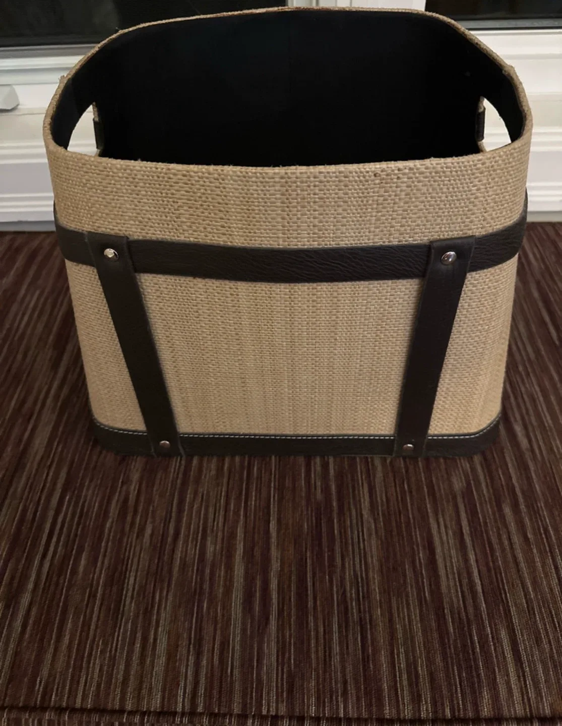 Woven Magazine Basket with Handles image indicator(4)
