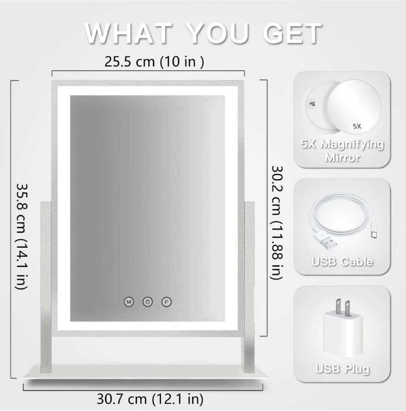 LED Lighted Vanity Makeup Mirror with 5X Magnification - photo 2