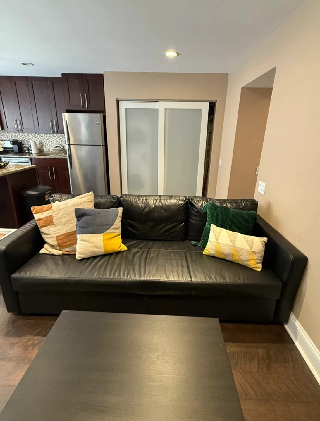 MUST GO - Ikea Black Leather Sleeper Sofa thumbnail