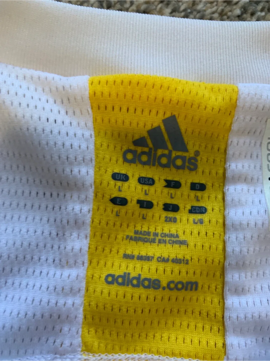 Adidas White/Yellow T-Shirt, Size L image indicator(2)