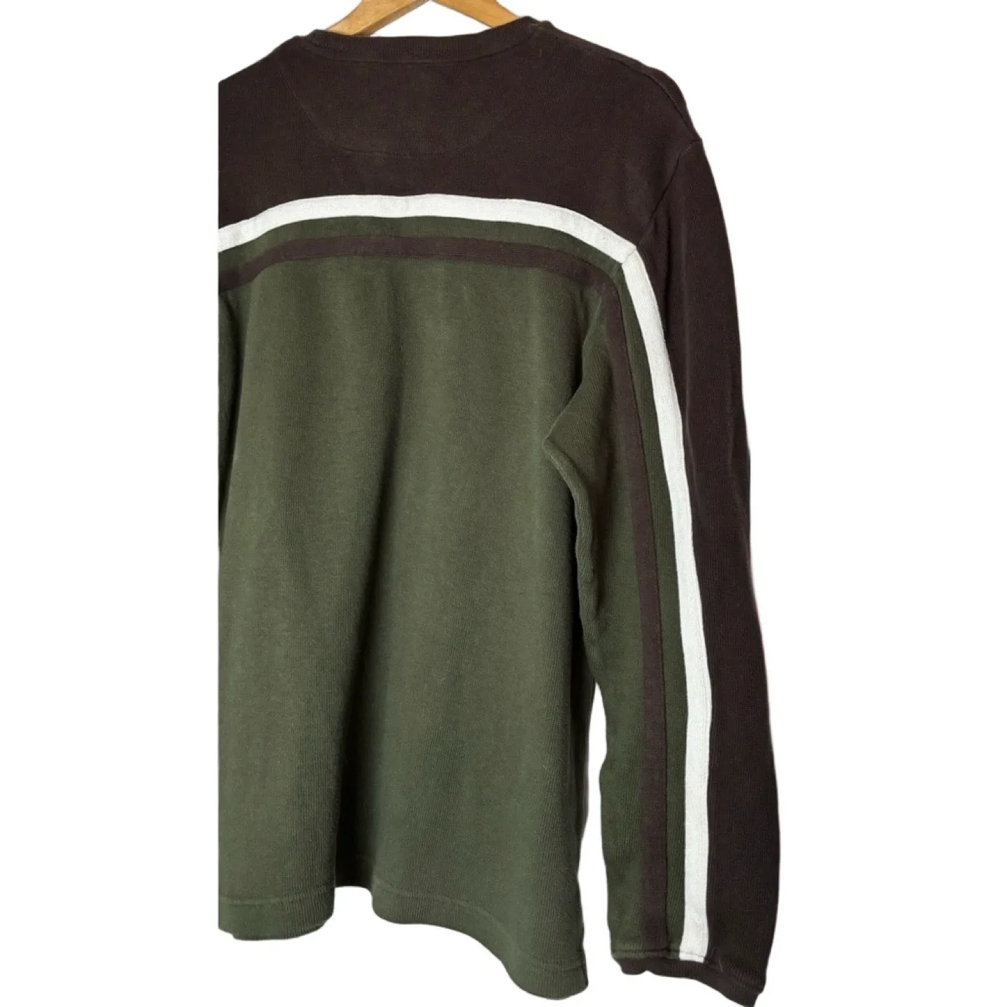 Vintage b.u.m. Equipment Olive Green and Brown Men's Sweater image indicator(5)