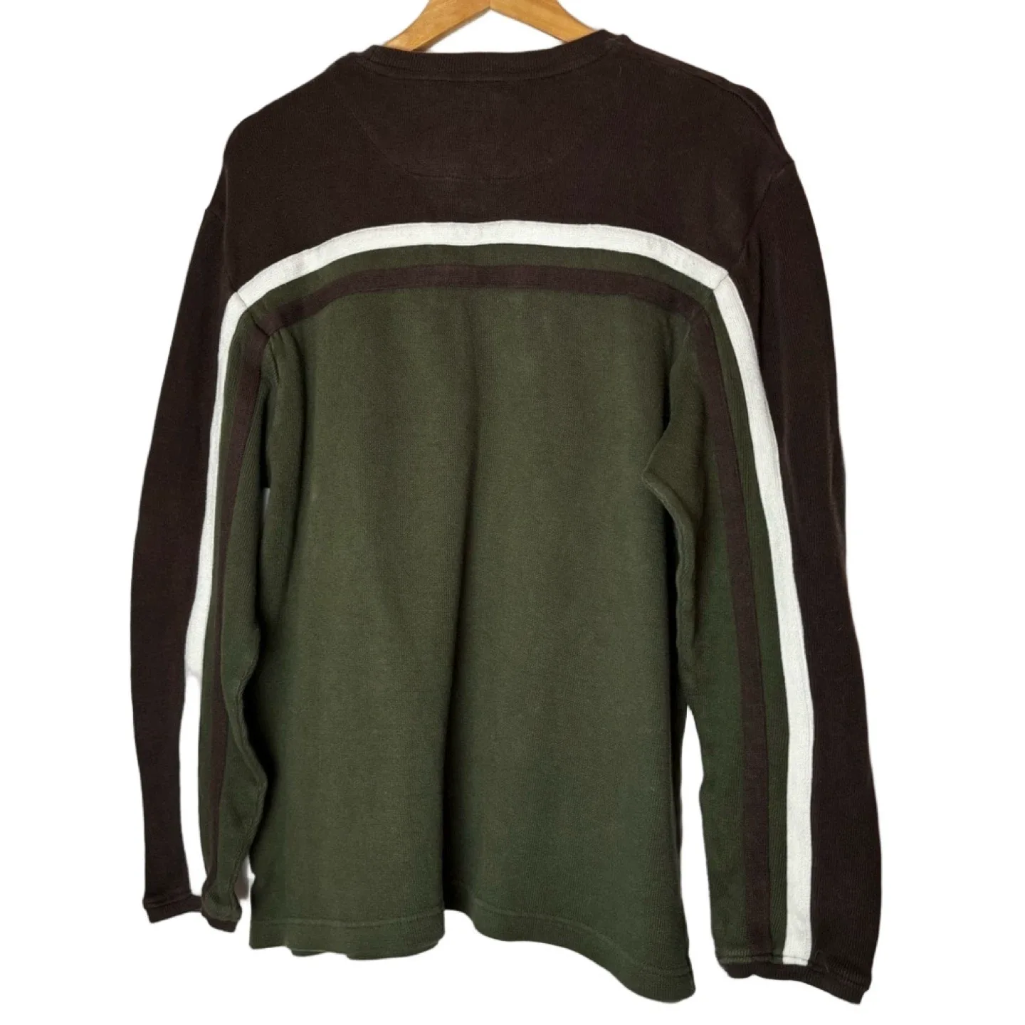 Vintage b.u.m. Equipment Olive Green and Brown Men's Sweater image indicator(4)