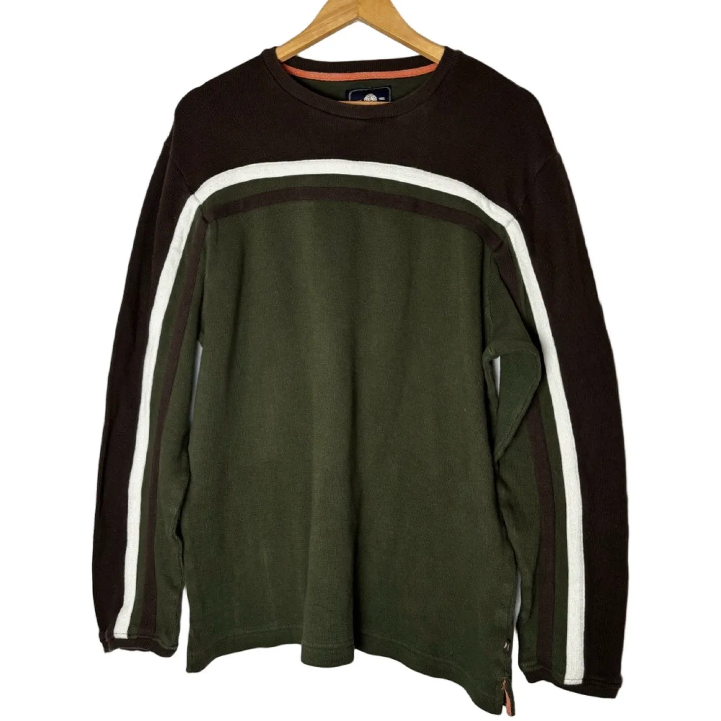 Vintage b.u.m. Equipment Olive Green and Brown Men's Sweater image indicator(3)