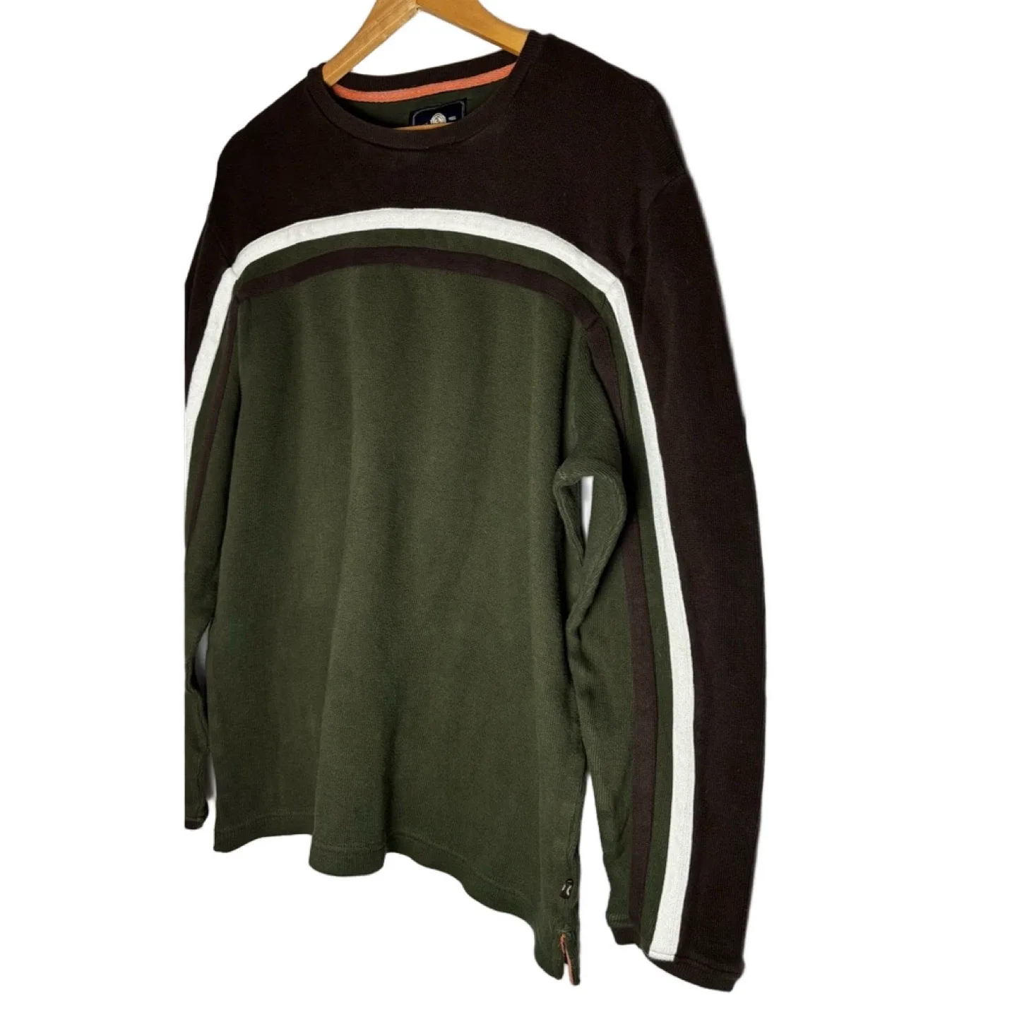 Vintage b.u.m. Equipment Olive Green and Brown Men's Sweater image indicator(2)