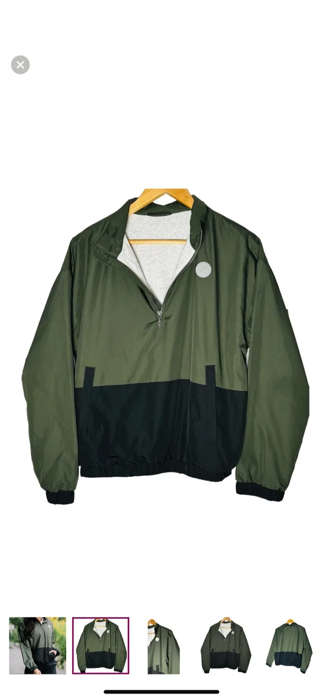 Zyia Active Forest Green 1/4 Zip Windbreaker Jacket image indicator(2)