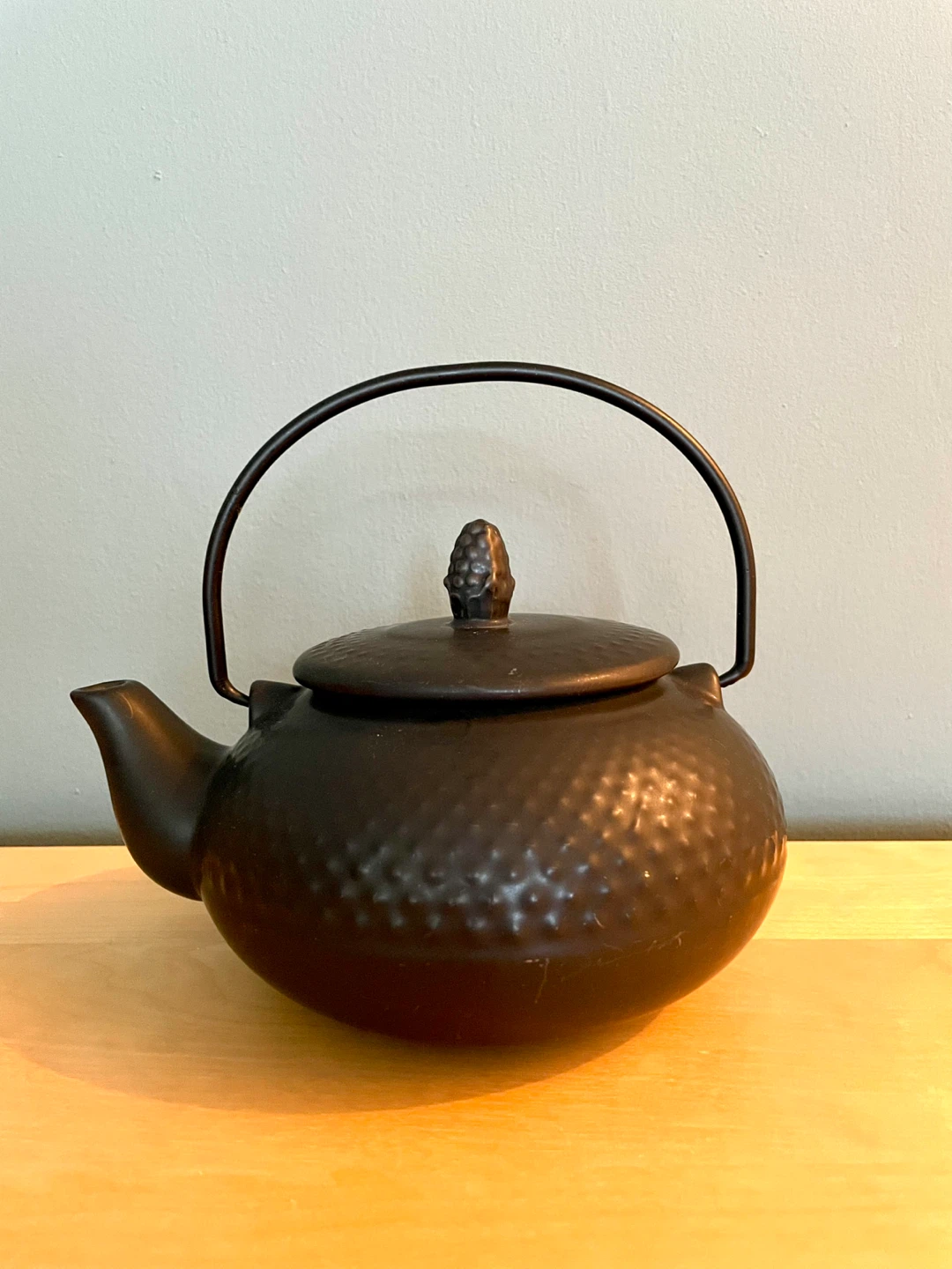 Vintage Black Ceramic Teapot in Japanese Style