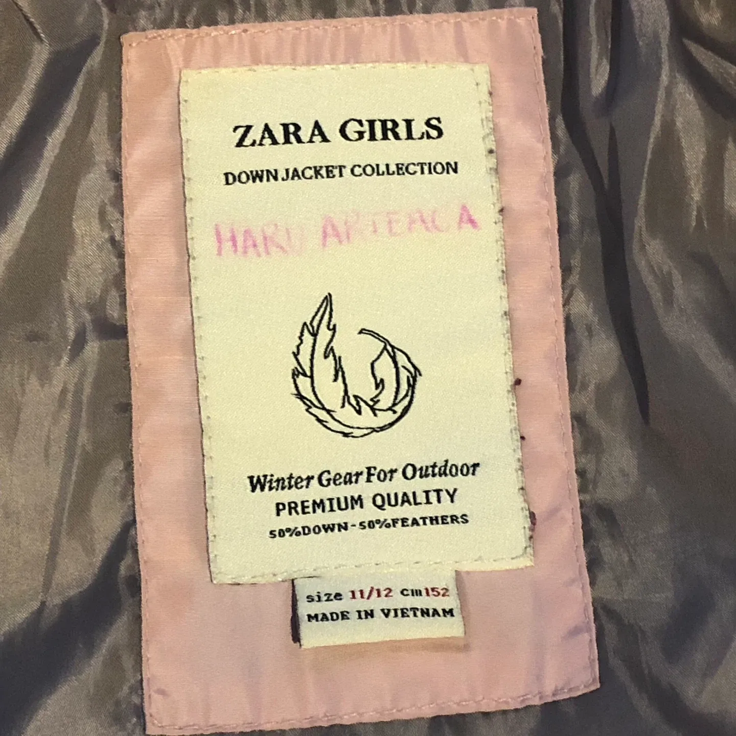 Zara Girls Down Jacket, Size 11/12 image indicator(4)