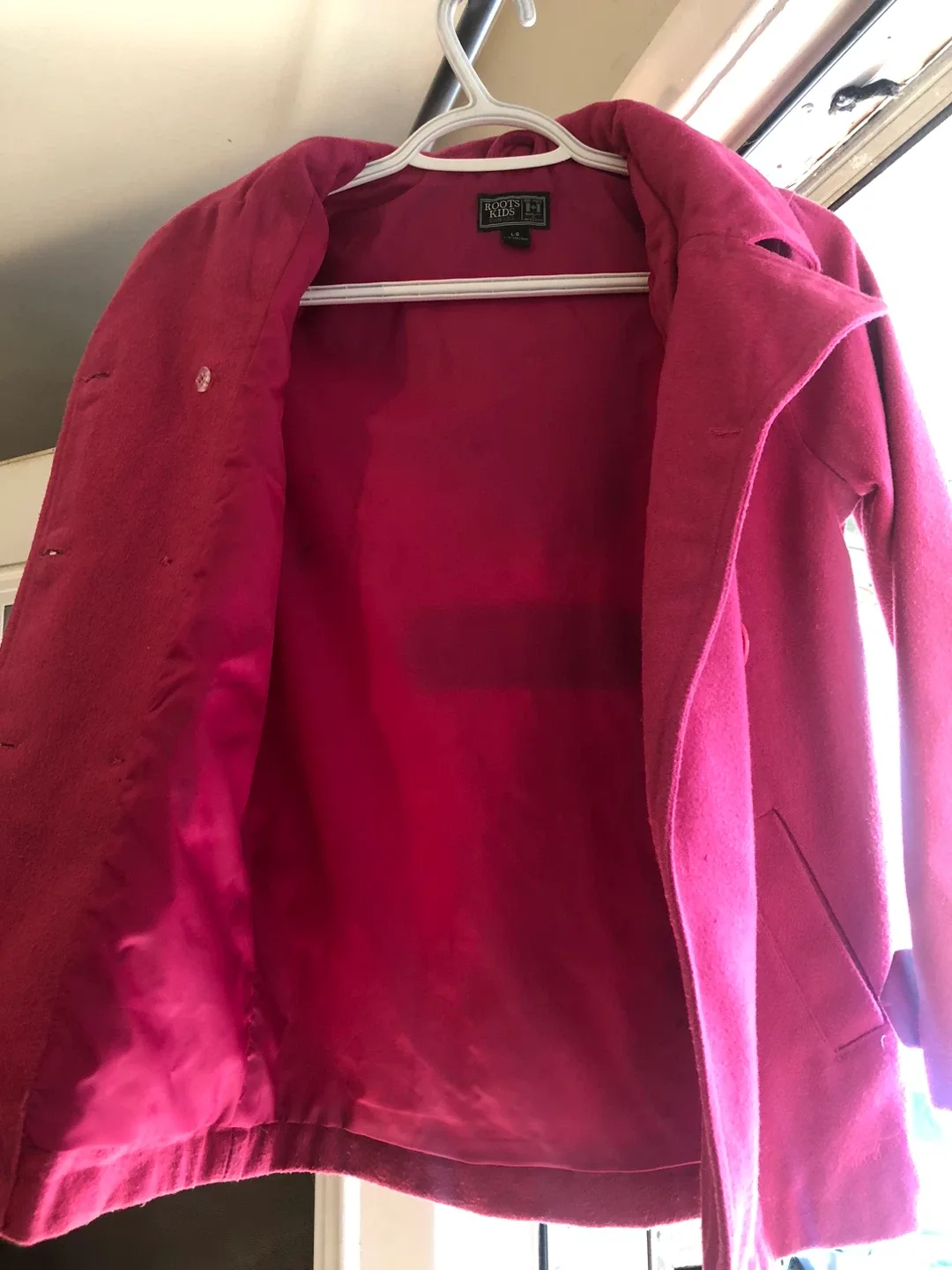 Roots Kids Pink Wool Blend Coat - Size 10 image indicator(3)