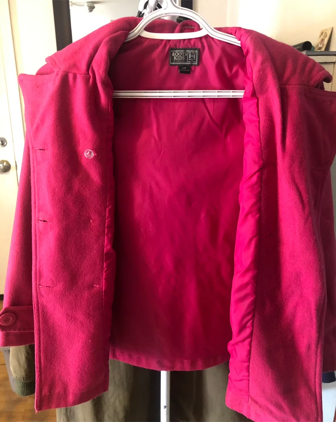 Roots Kids Pink Wool Blend Coat - Size 10 image indicator(2)