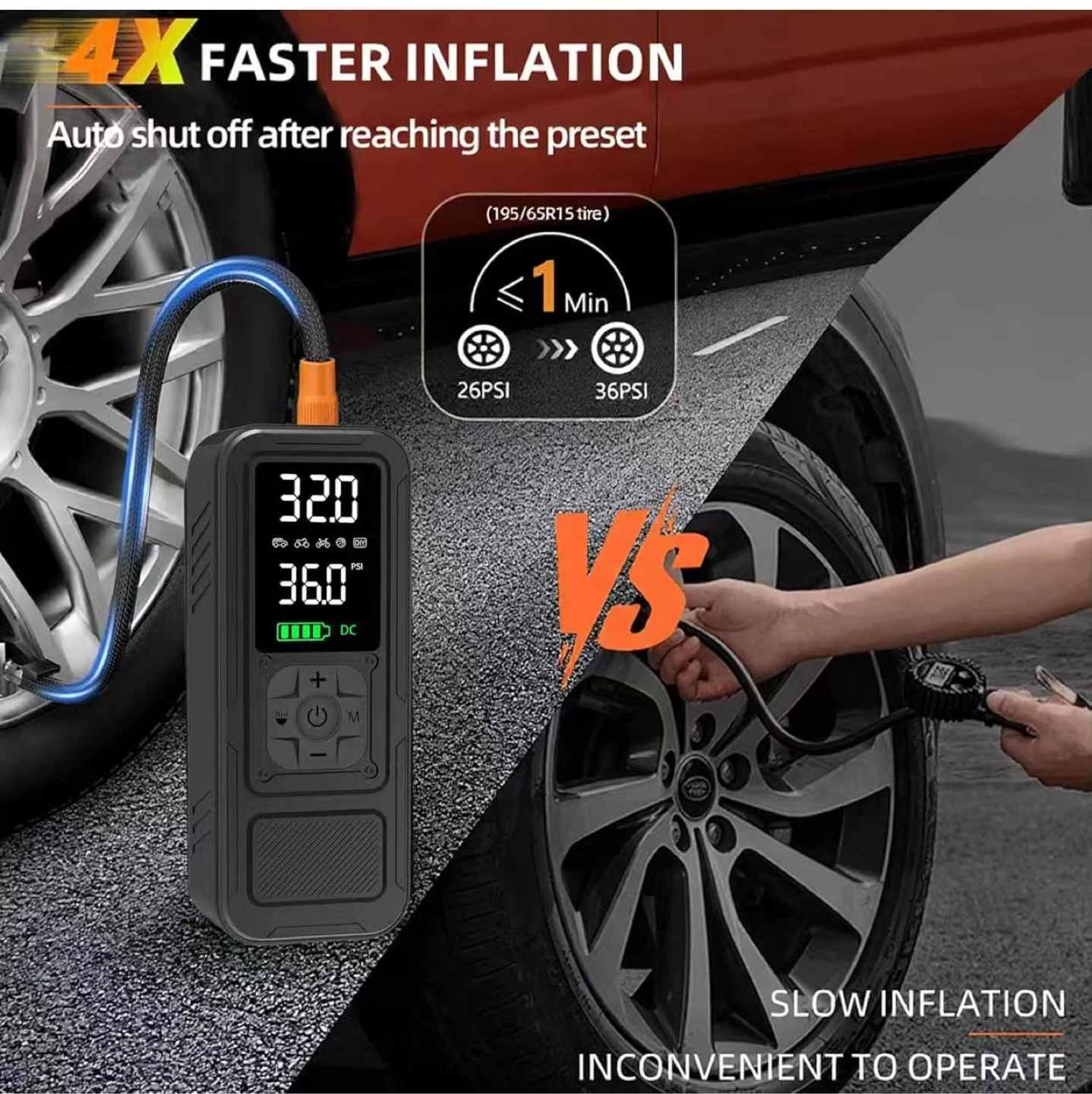 Portable Tire Inflator with LED Light - photo 2