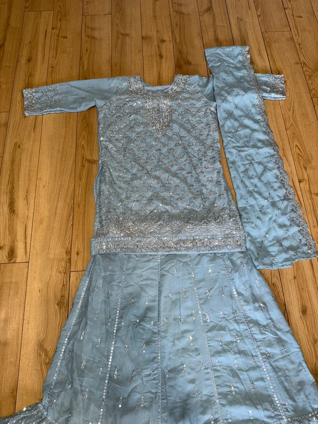 Light Blue and light lavender Pakistani/Indian Outfit image indicator(2)