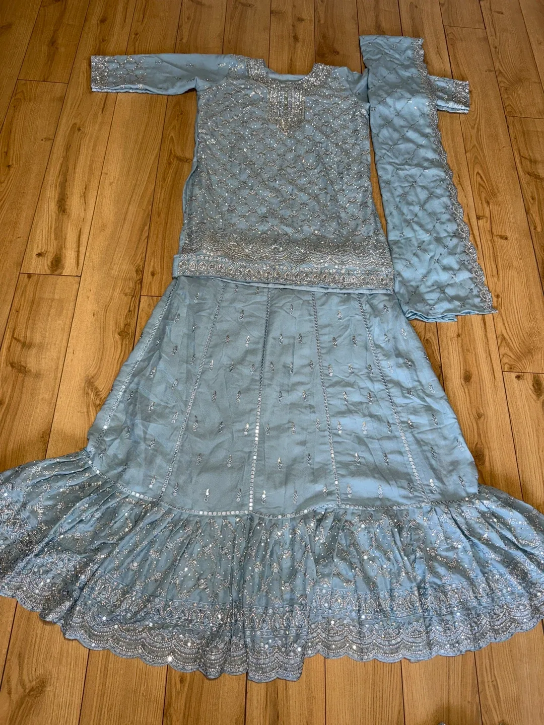 Light Blue and light lavender Pakistani/Indian Outfit image indicator(3)