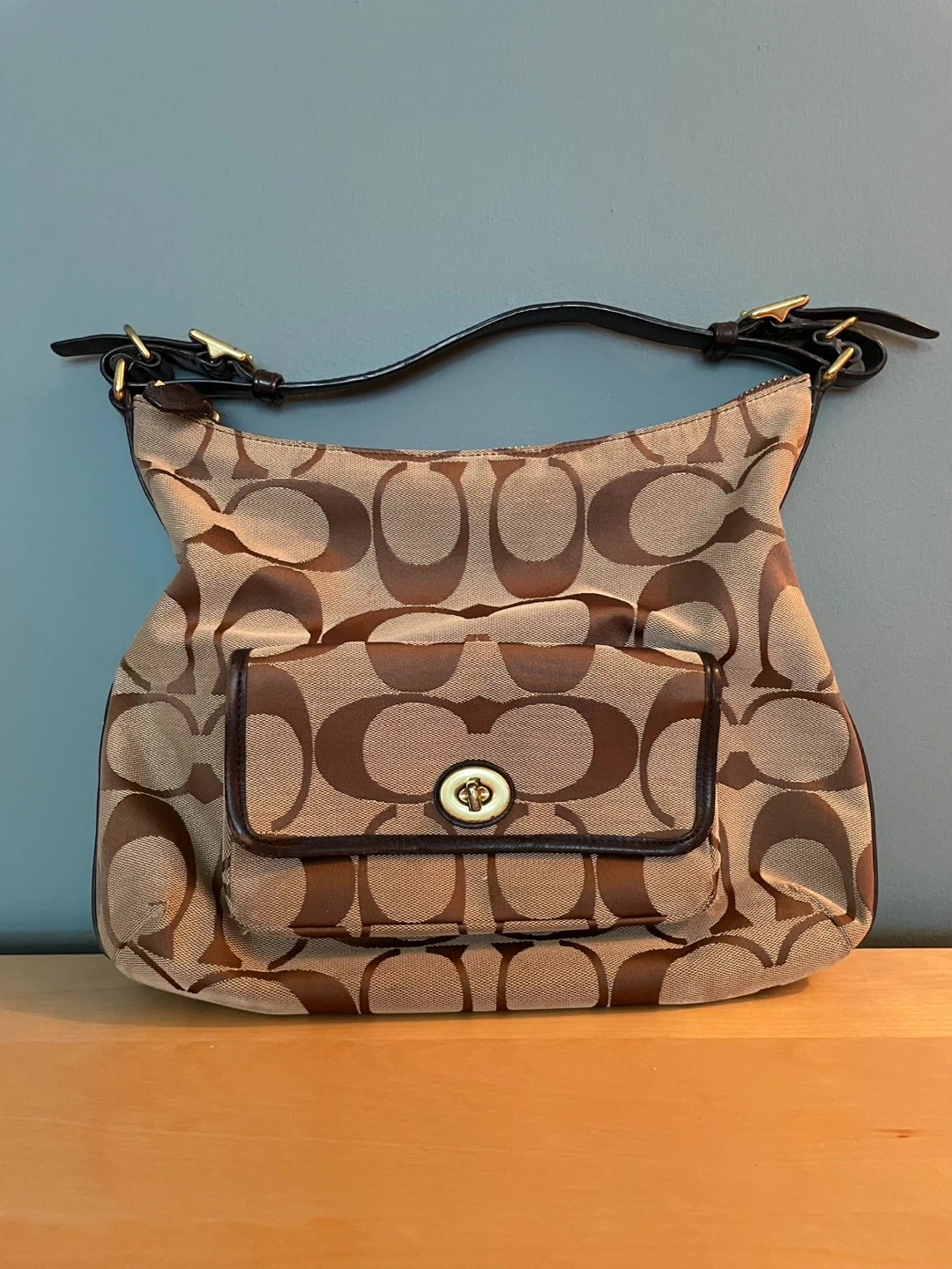 Coach Hobo Bag - Brown Signature Canvas