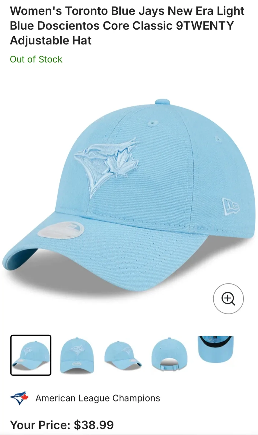 Blue Jays New Era Light Blue Classic 9TWENTY Adjustable Hat