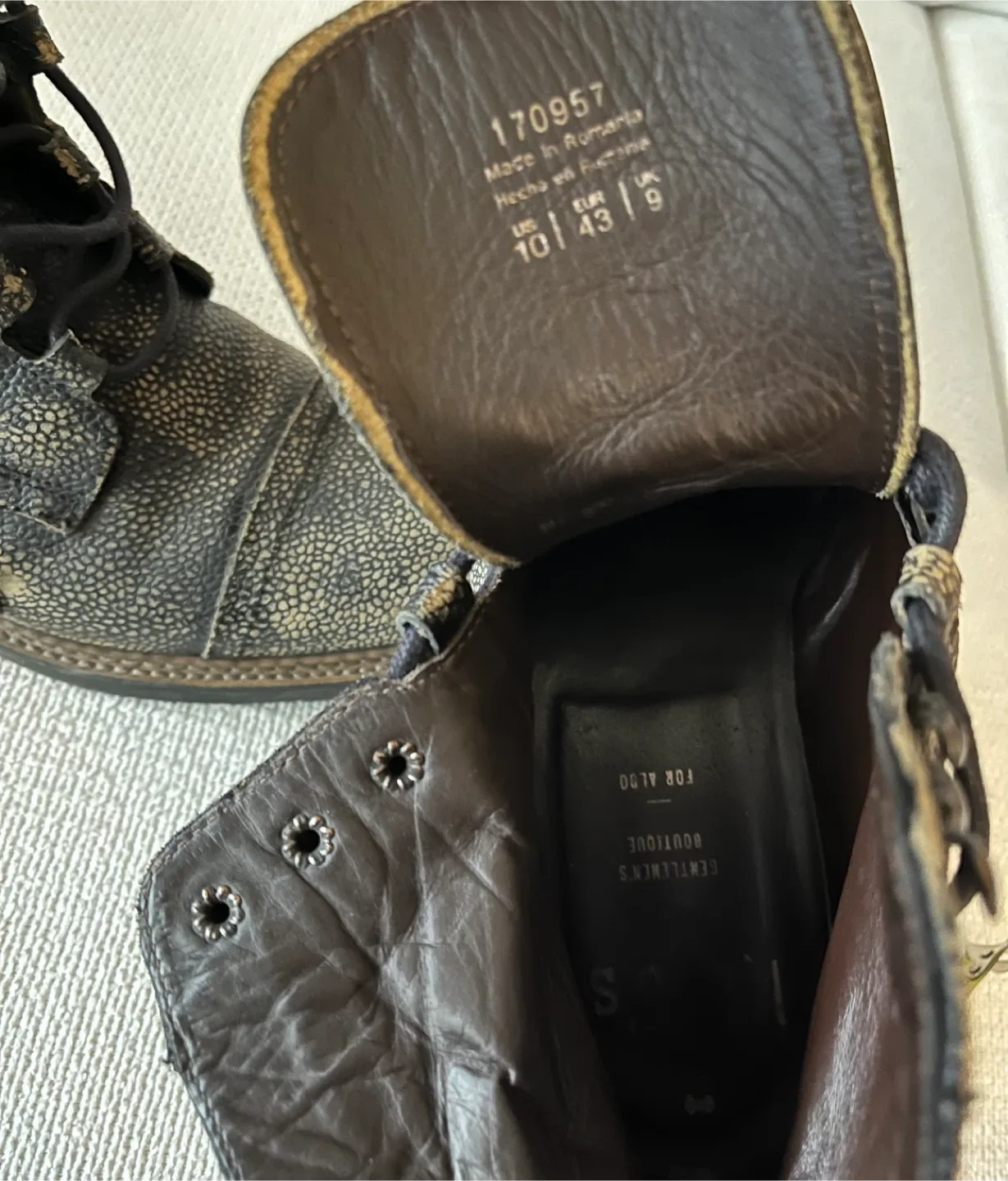 Aldo Mr B’s Men's Leather Military Boots Size 10 image indicator(4)