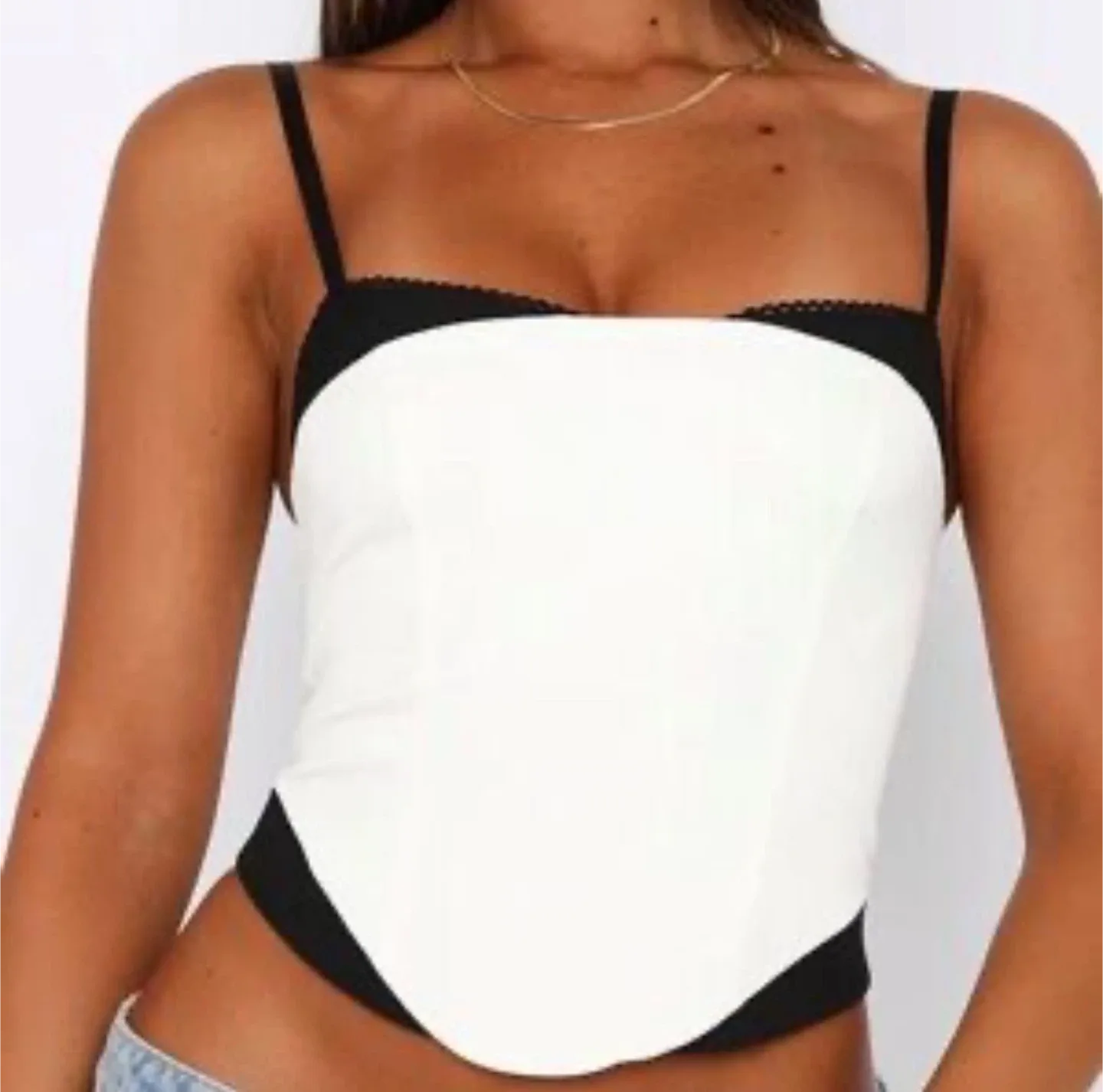 White Fox Boutique Bustier Top White/Black - Size Medium image indicator(3)