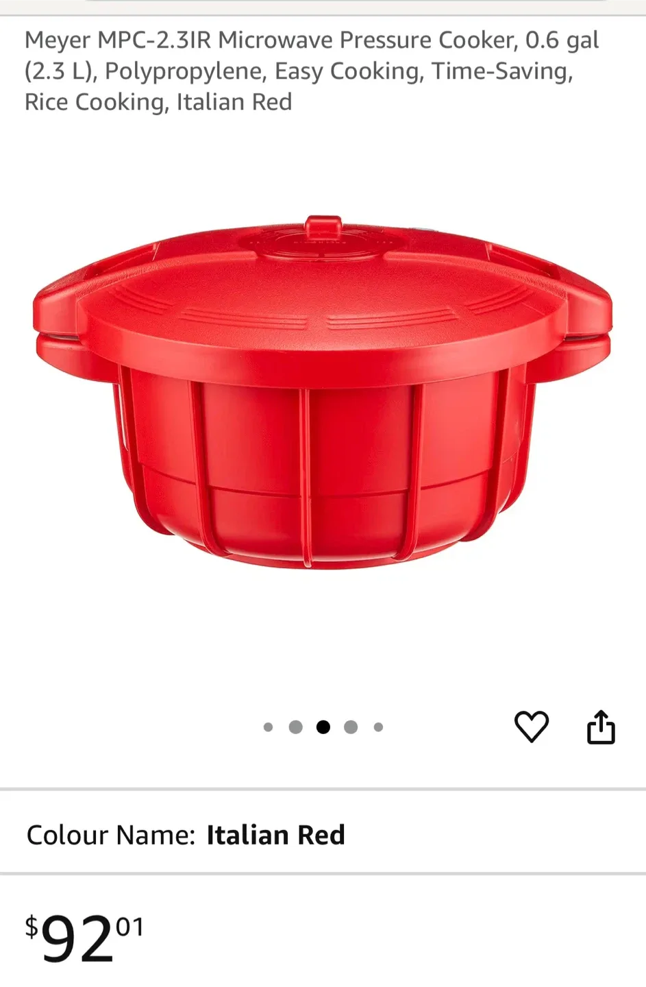 Meyer Microwave Pressure Cooker - Italian Red image indicator(4)