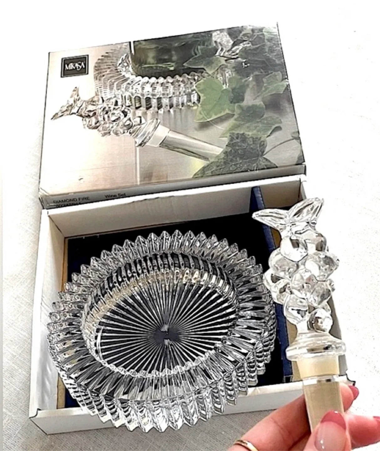 NEW Mikasa Diamond Fire Wine Coaster & Stopper image indicator(9)