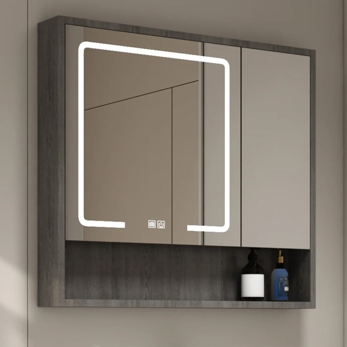 Bathroom Vanity with LED Mirror Cabinet & Ceramic Sink Set, 32'' image indicator(9)