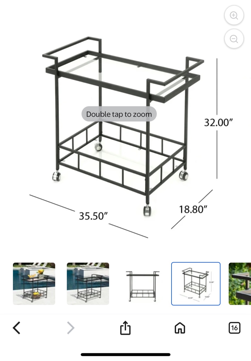 Black Metal & Glass Bar Cart - photo 4
