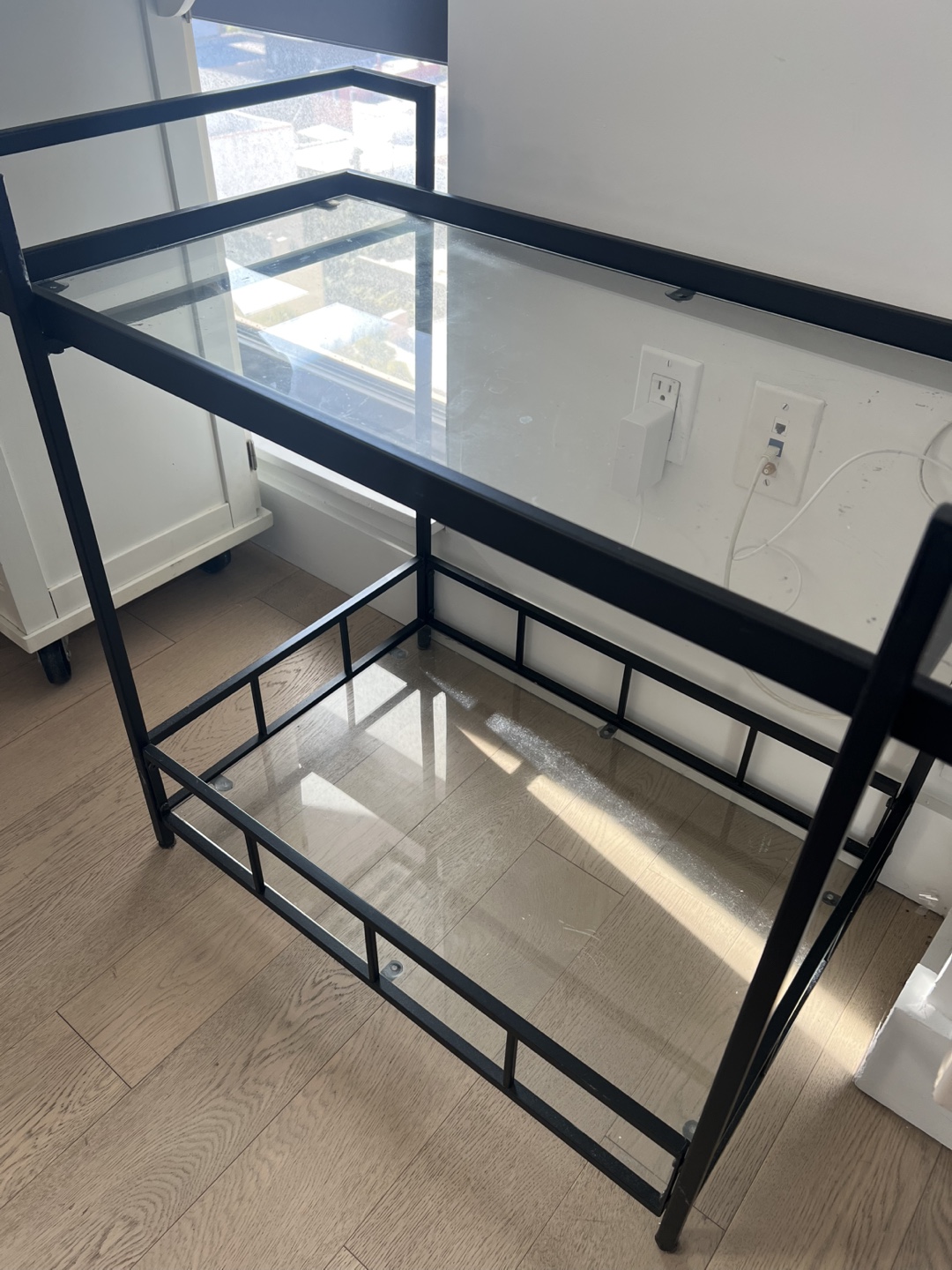 Black Metal & Glass Bar Cart