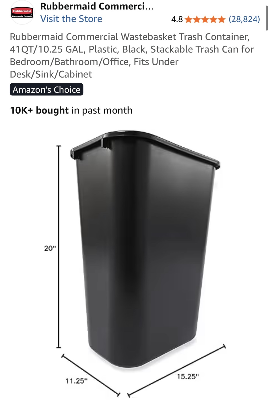 Rubbermaid Black 10.25 Gal Trash Cans (2) - photo 4