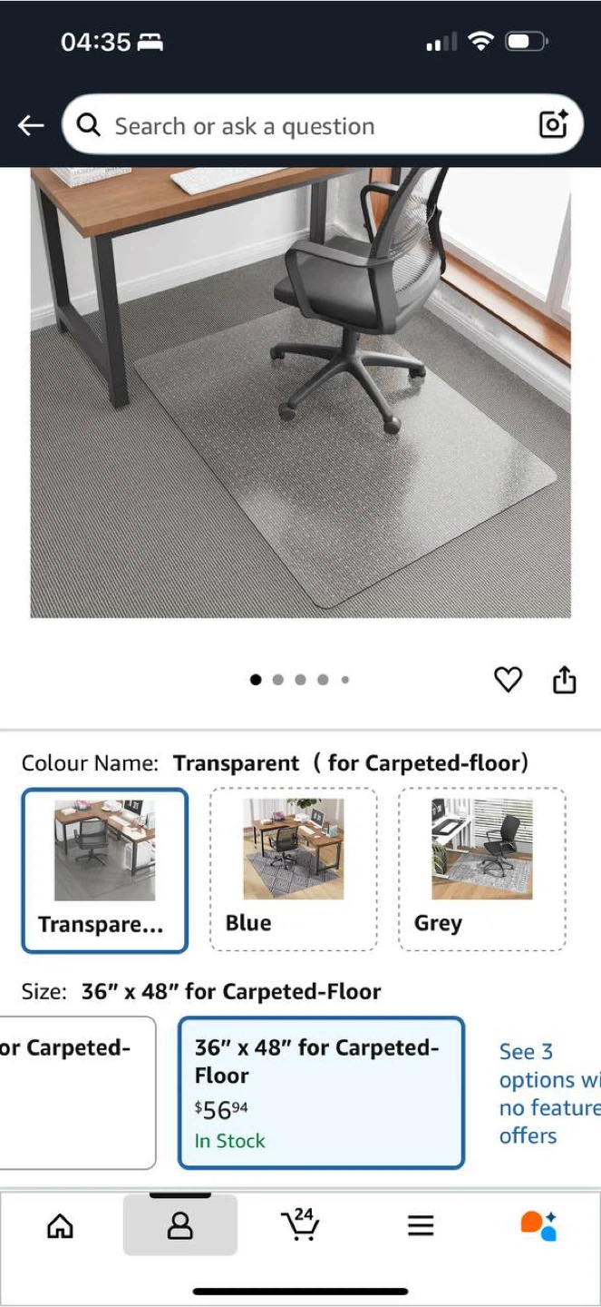 KEYDOL 36”x48” Carpet Floor Mat for Office Chair – Transparent - photo 3