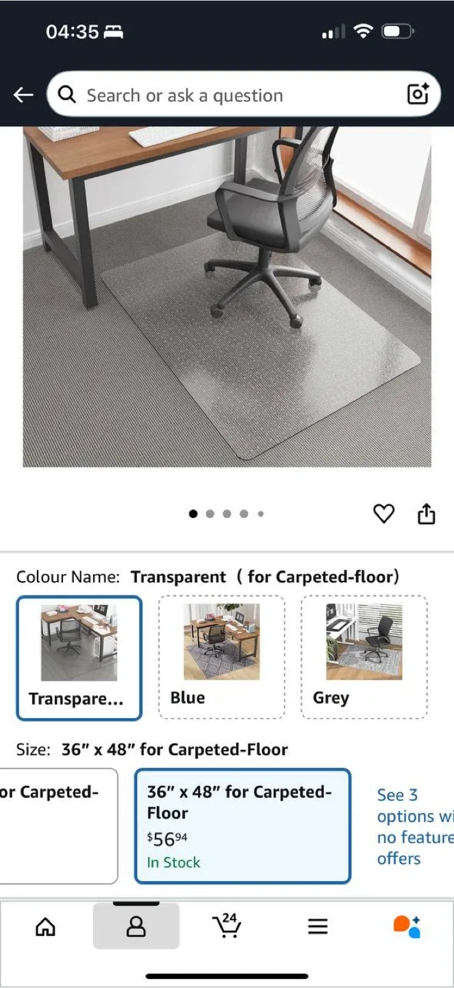 KEYDOL 36”x48” Carpet Floor Mat for Office Chair – Transparent image indicator(3)