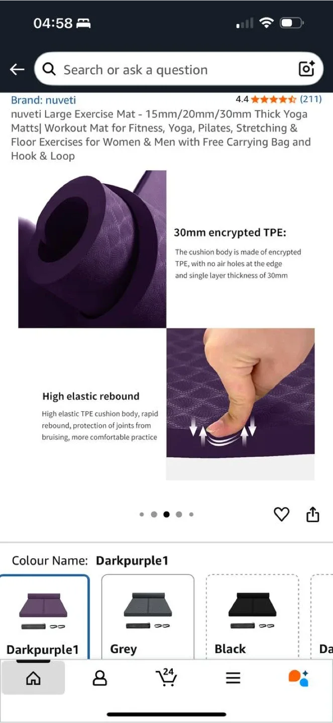 Nuveti Large Exercise Mat (Green/Pink) – 30mm Thick TPE – NEW image indicator(4)