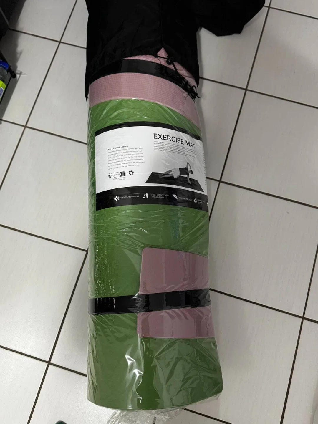 Nuveti Large Exercise Mat (Green/Pink) – 30mm Thick TPE – NEW image indicator(3)