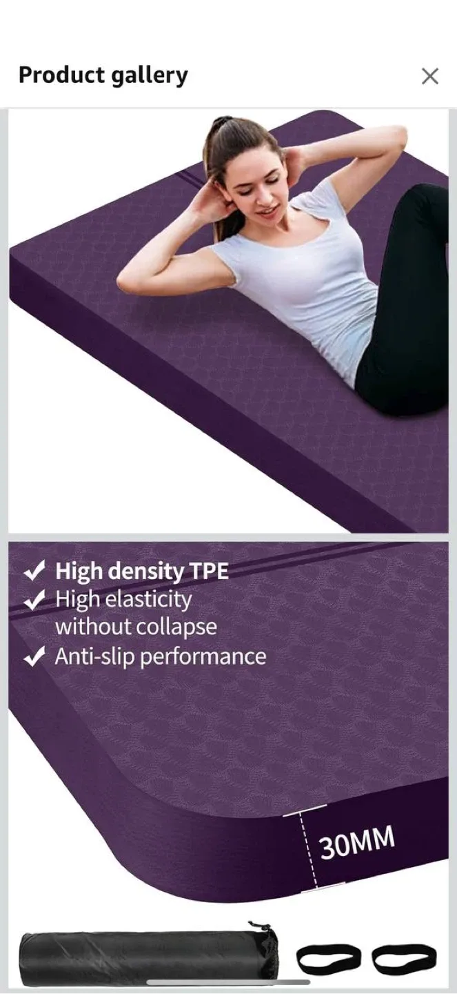 Nuveti Large Exercise Mat (Green/Pink) – 30mm Thick TPE – NEW image indicator(5)