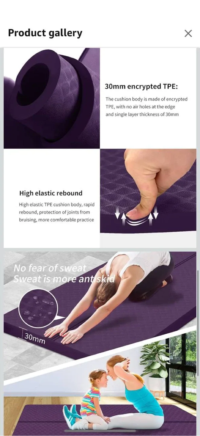 Nuveti Large Exercise Mat (Green/Pink) – 30mm Thick TPE – NEW image indicator(6)