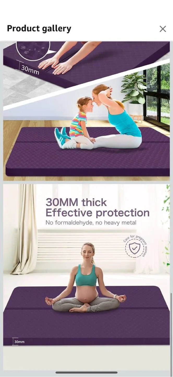 Nuveti Large Exercise Mat (Green/Pink) – 30mm Thick TPE – NEW image indicator(7)