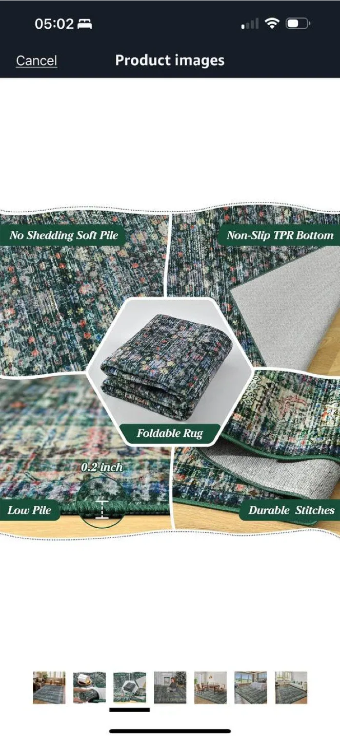 Iridesca 8x10 Vintage Area Rug – Green/Multi – NEW 🏡 image indicator(4)