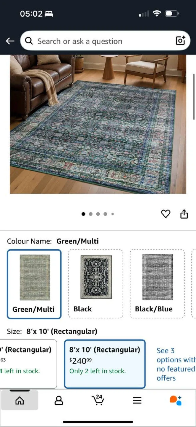 Iridesca 8x10 Vintage Area Rug – Green/Multi – NEW 🏡 image indicator(2)