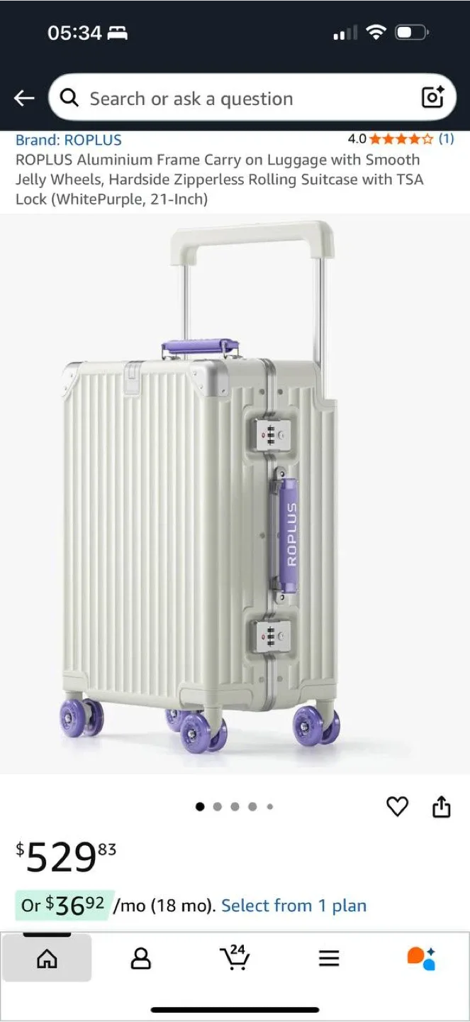 ROPLUS Aluminium Frame Carry-On Luggage (Black, 21”) — NEW image indicator(4)