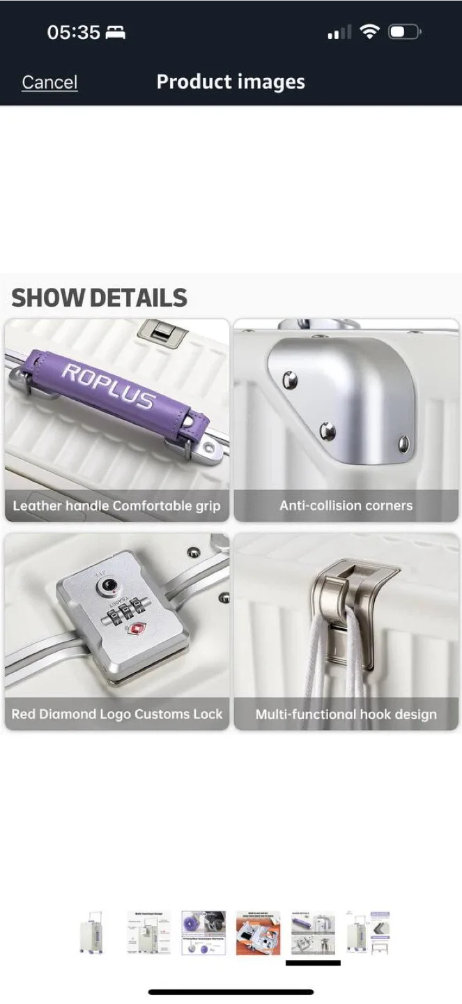 ROPLUS Aluminium Frame Carry-On Luggage (Black, 21”) — NEW image indicator(8)