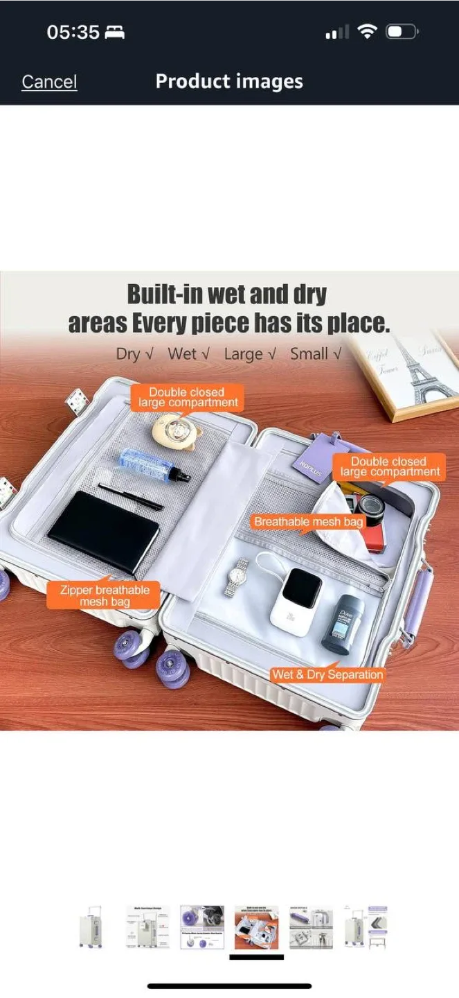 ROPLUS Aluminium Frame Carry-On Luggage (Black, 21”) — NEW image indicator(7)