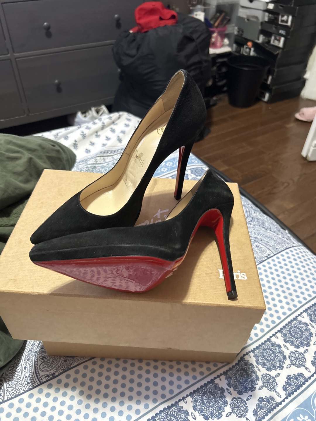 Christian Louboutin Black Suede Heels