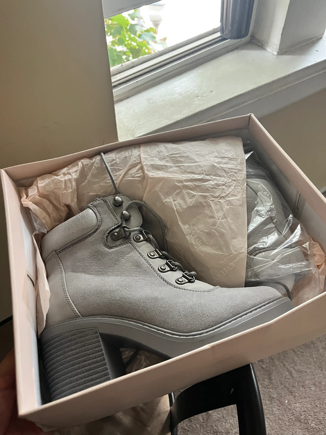 JustFab Gray Heeled Ankle Boots, Size 5.5 - photo 2