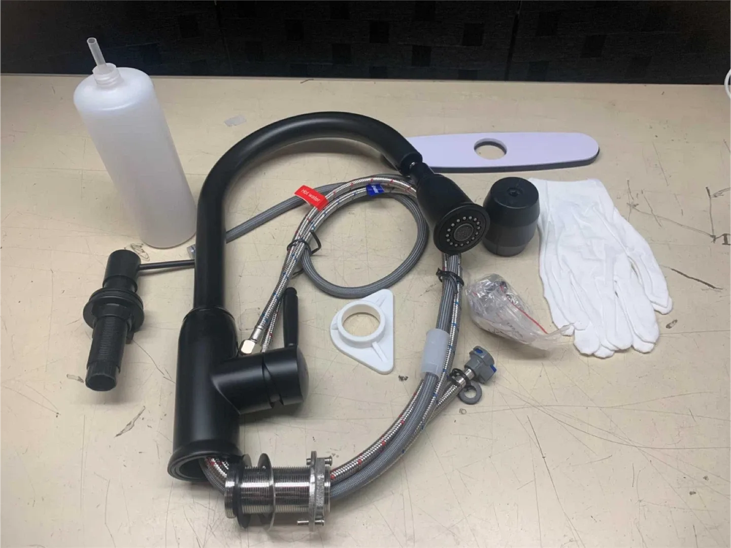 New Black Kitchen Faucet with Soap Dispenser image indicator(2)