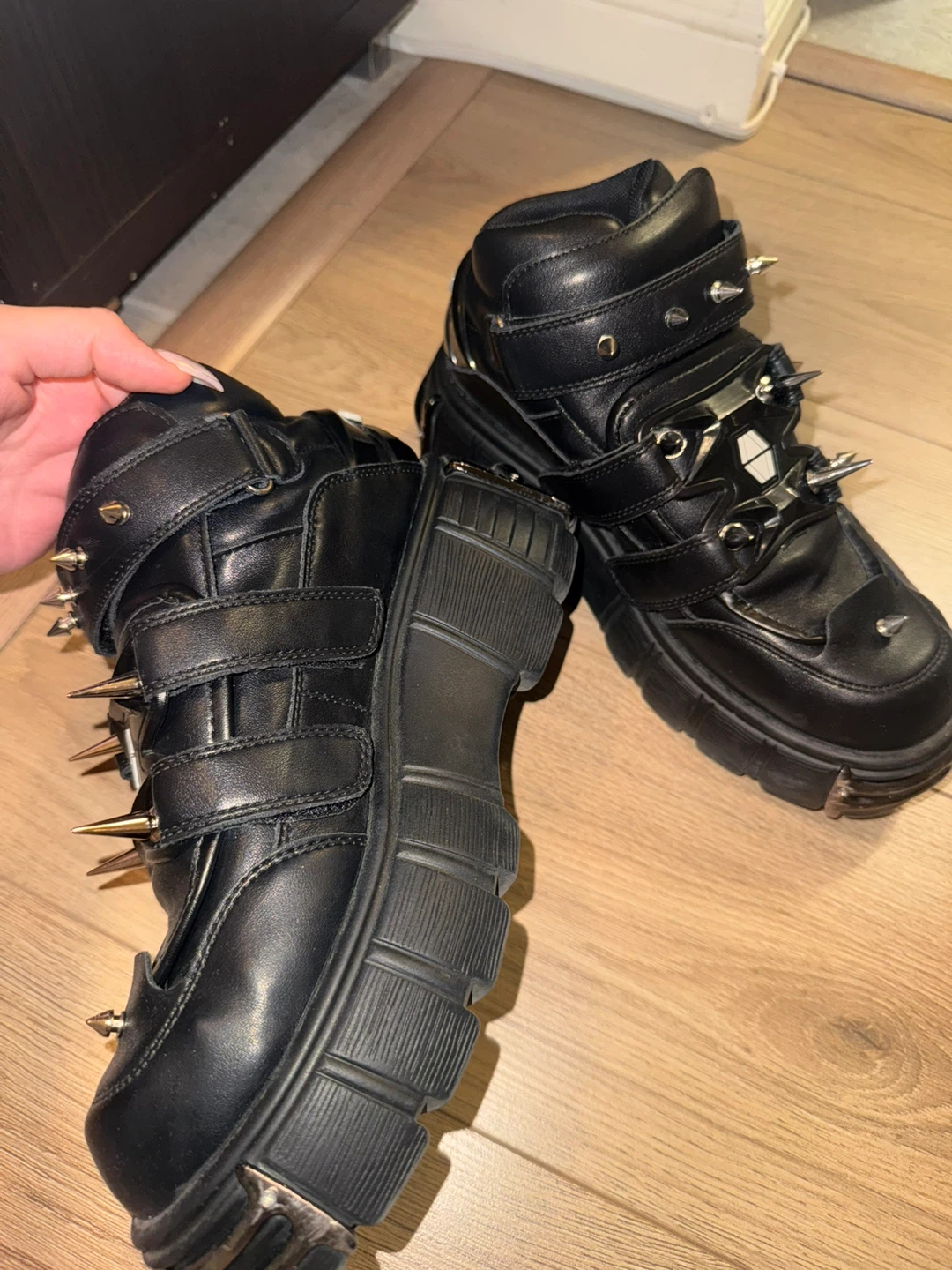 New Rock Inspired Black Platform Spike Boots - photo 2
