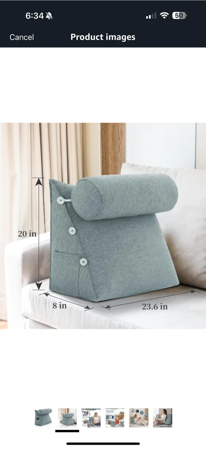 LeleFido Adjustable Reading Wedge Pillow with Neck Support (Grey image indicator(2)