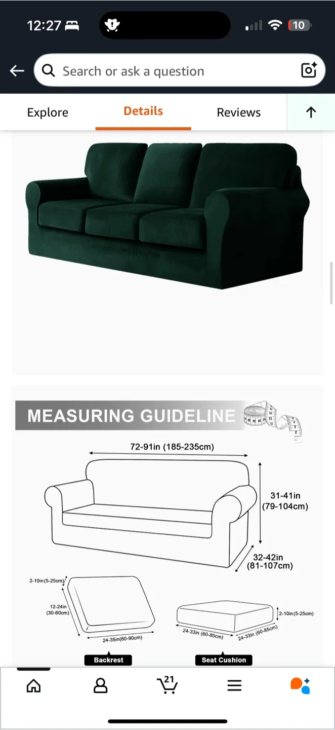 Stretch Velvet Sofa Cover Set – Dark Green (7+2 PCS) image indicator(6)
