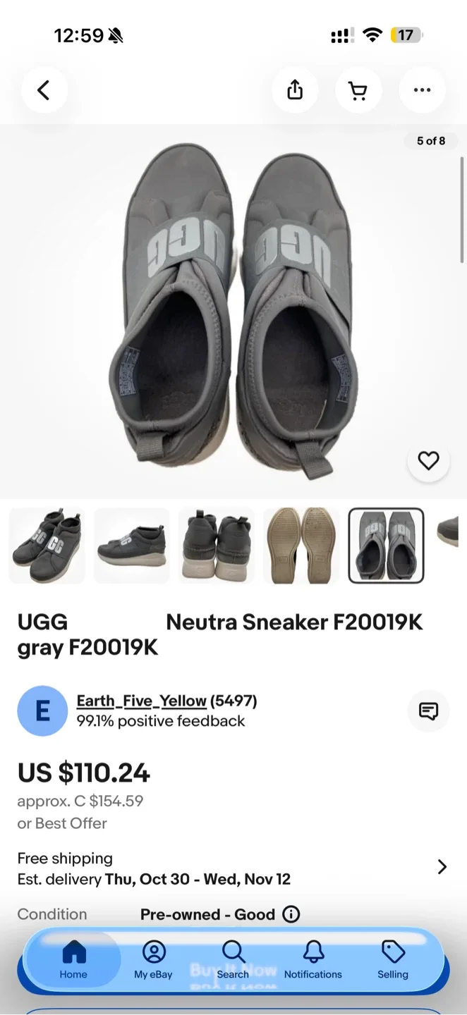 UGG Neutra Sneaker F20019K, Gray, Size 7.5 image indicator(4)